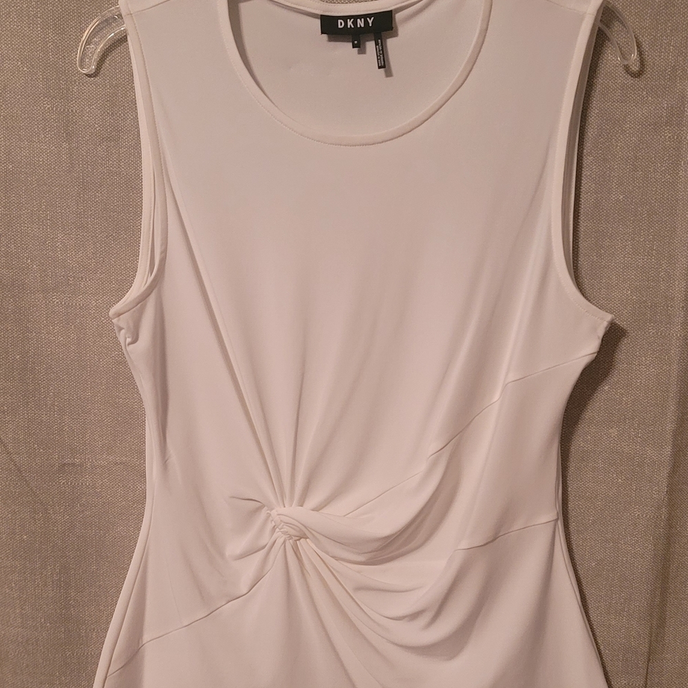 DKNY White with side knot Blouse Size M